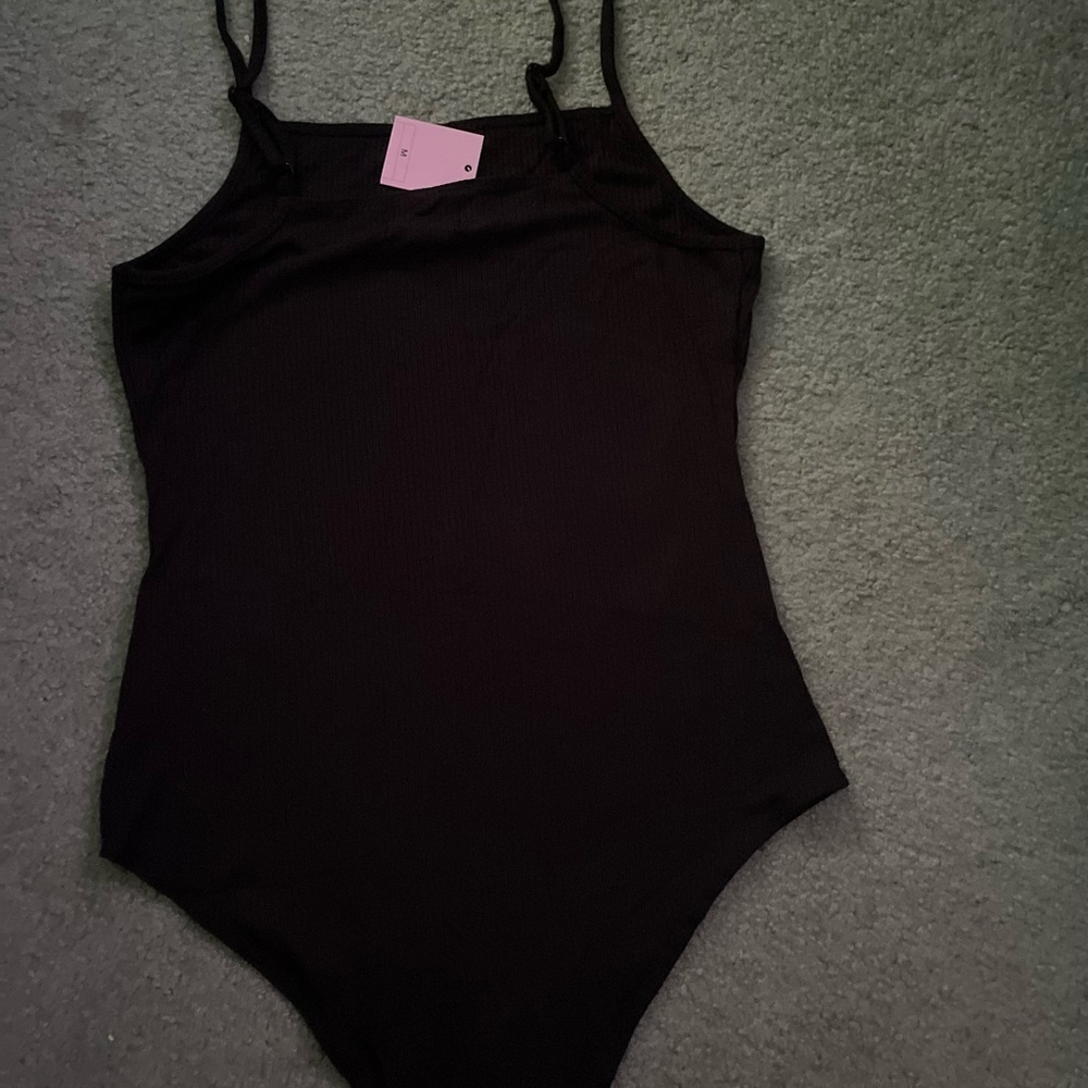 Wild Fable Women Tank Bodysuit stretch fabric, Black, Size Medium